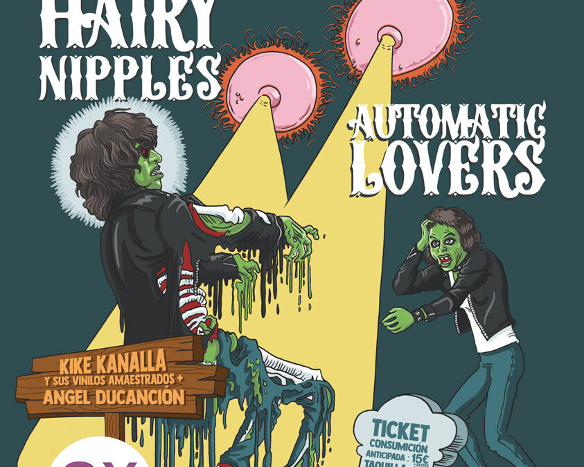 Cartel Hairy Nipples & Automatic Lovers – Cowabunga Party – Ambigú Axerquía Teatro Córdoba